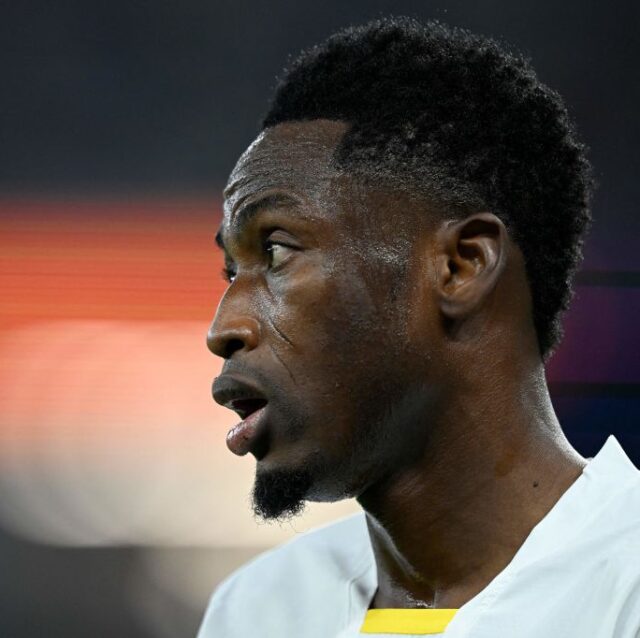 Ghana's defender #17 Abdul Rahman Baba looks on during the Qatar 2022 World Cup Group H football match between Portugal and Ghana at Stadium 974 in Doha on November 24, 2022. (Photo by PATRICIA DE MELO MOREIRA / AFP) (Photo by PATRICIA DE MELO MOREIRA/AFP via Getty Images)